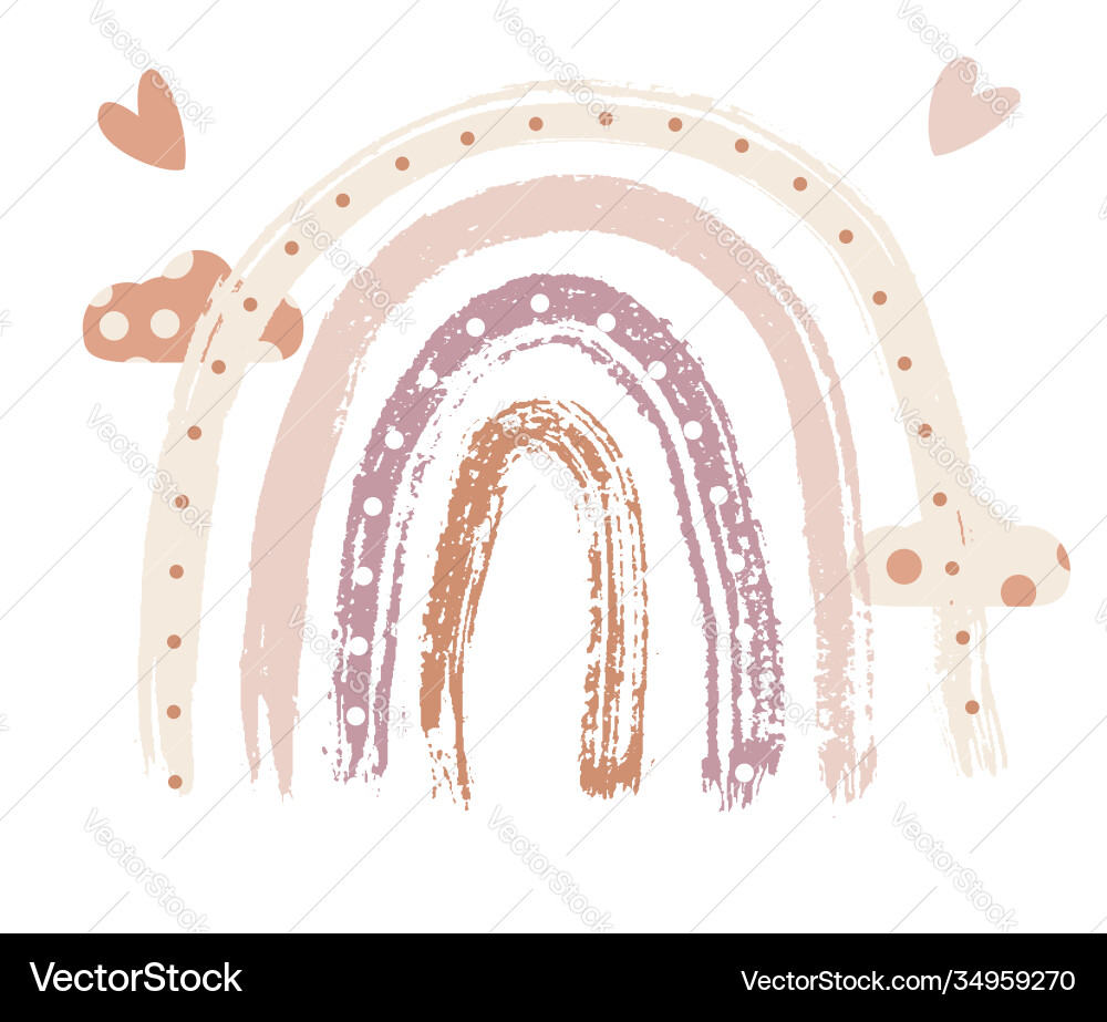 Boho Rainbow Cloud Art Print Vector Image
