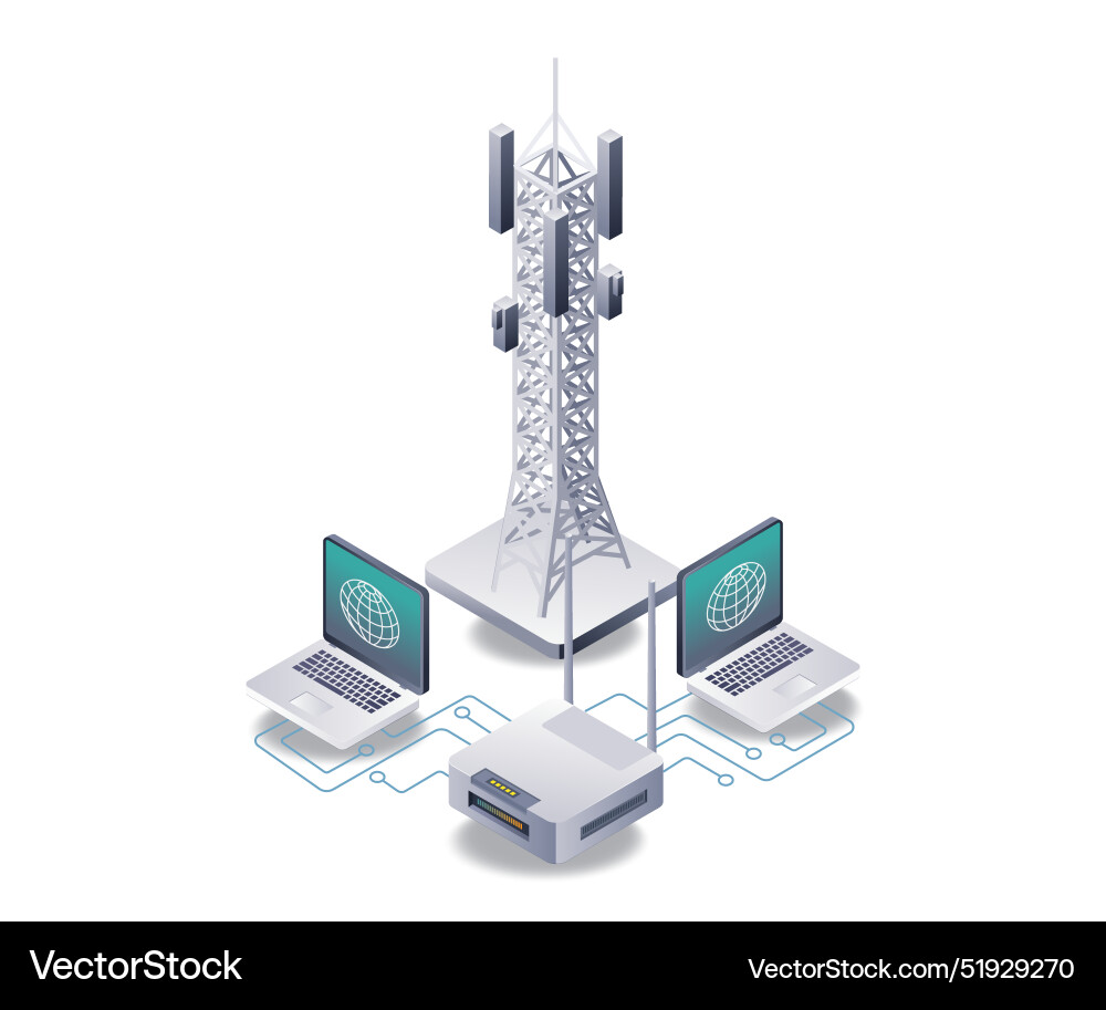 Connecting computer towers for information vector image