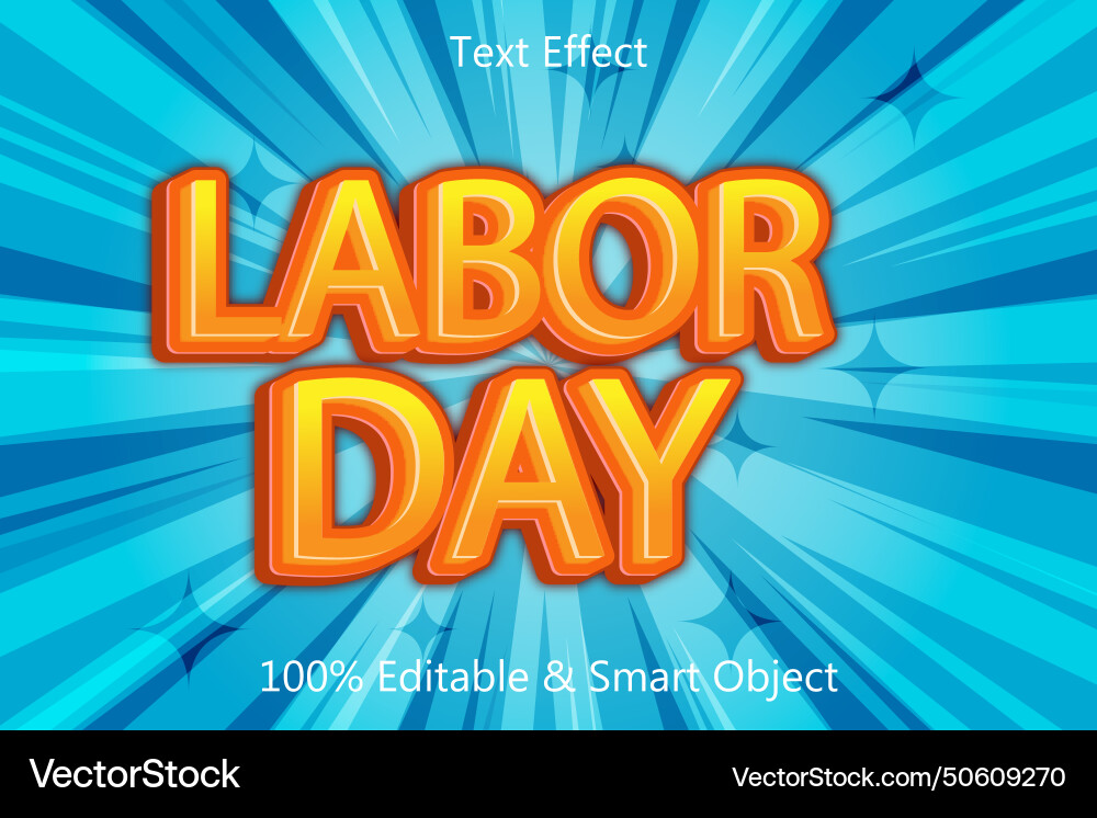 Labor day editable text effect 3 dimension emboss Vector Image