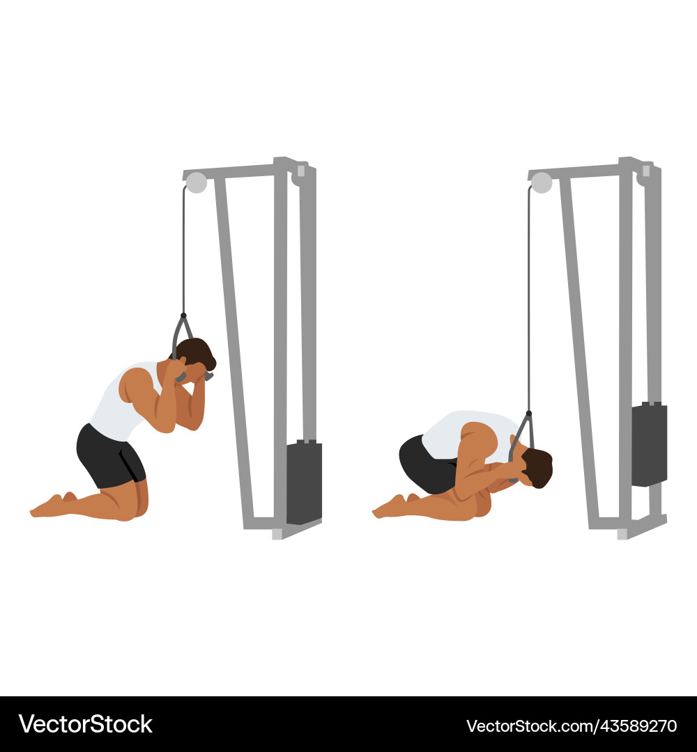 Man doing rope ab pulldown exercise Man doing rope ab pulldown exercise vector image