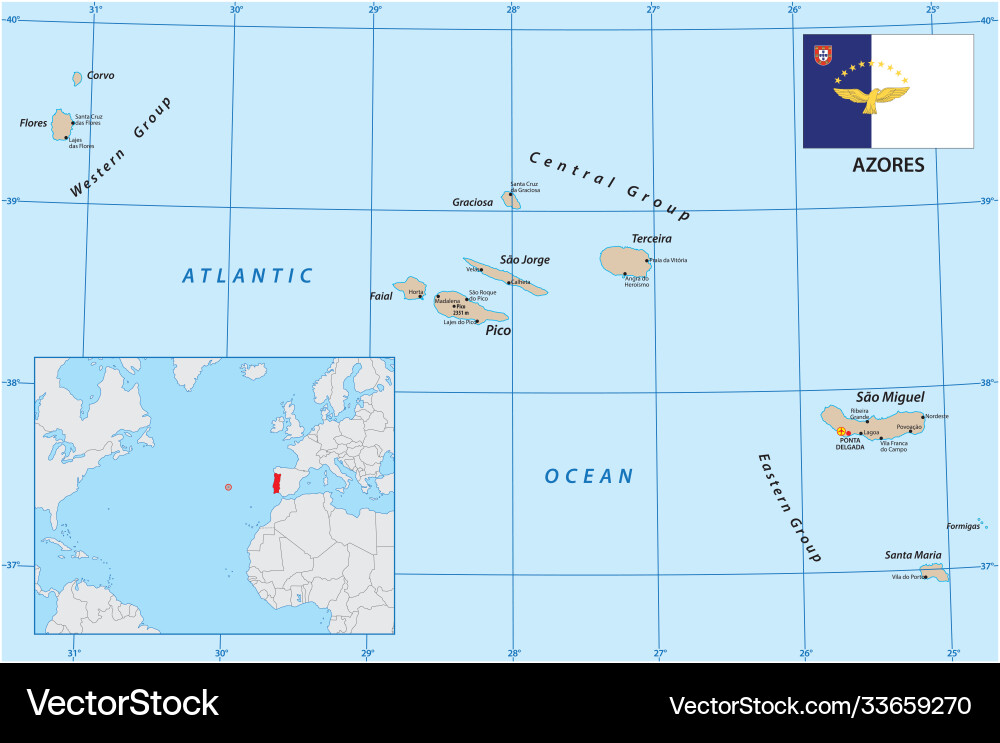 Map azores portugal Map azores portugal vector image