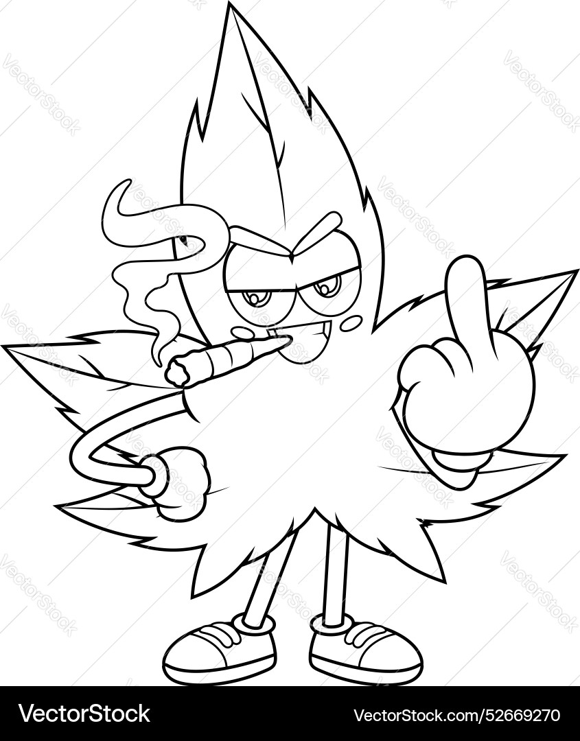 Outlined angry marijuana leaf cartoon character Outlined angry marijuana leaf cartoon character vector image