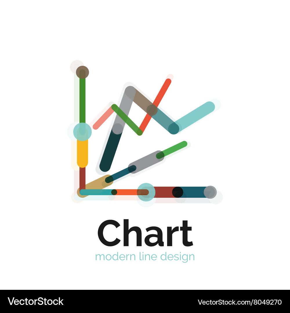 Thin line chart logo design graph icon modern Vector Image