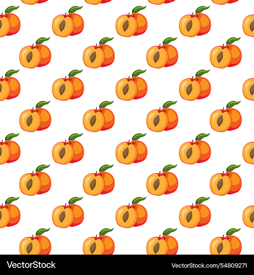 ハニーフラットページです♬ Apricot fruit flat seamless pattern on white – Royalty-Free Vector