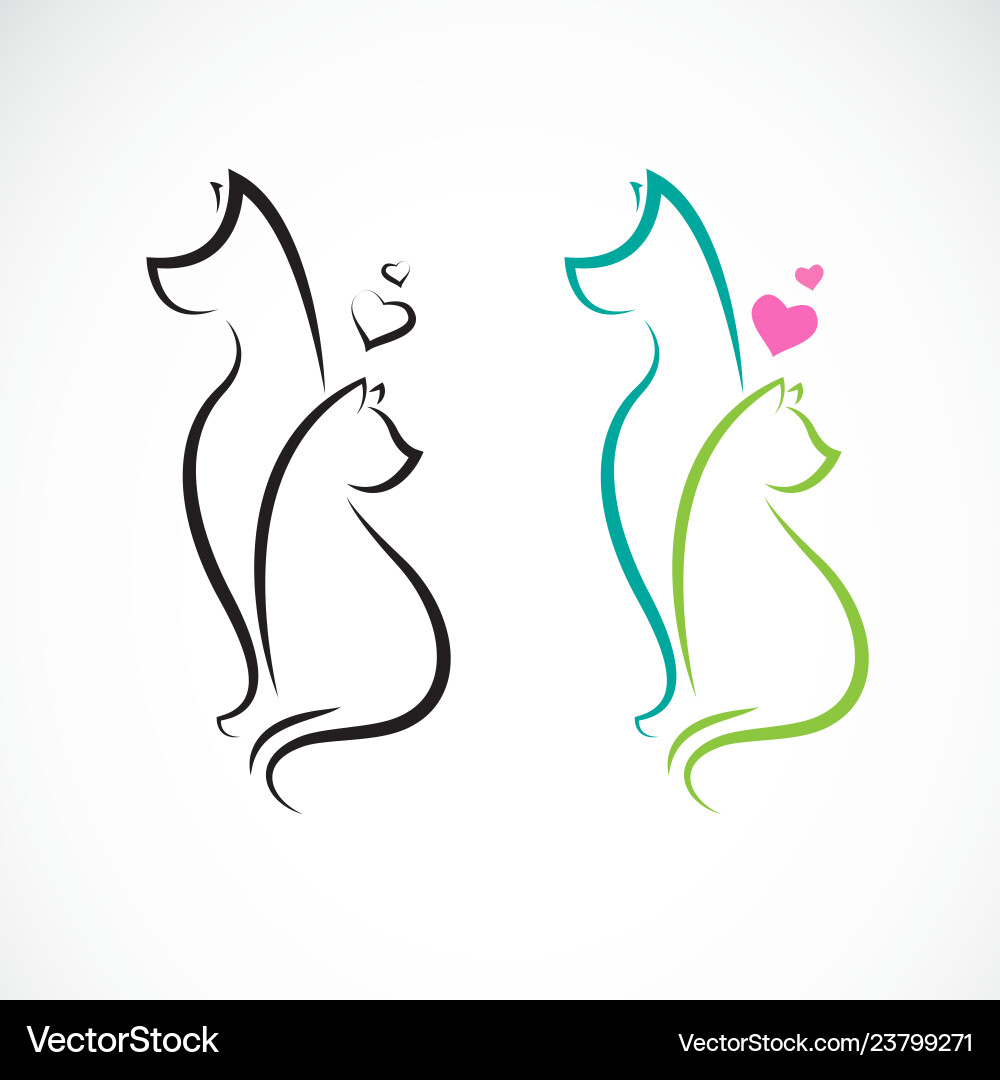 Cute Dog and Cat Pair vector image