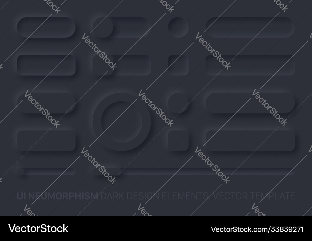 Dark Neumorphic UI Elements vector image