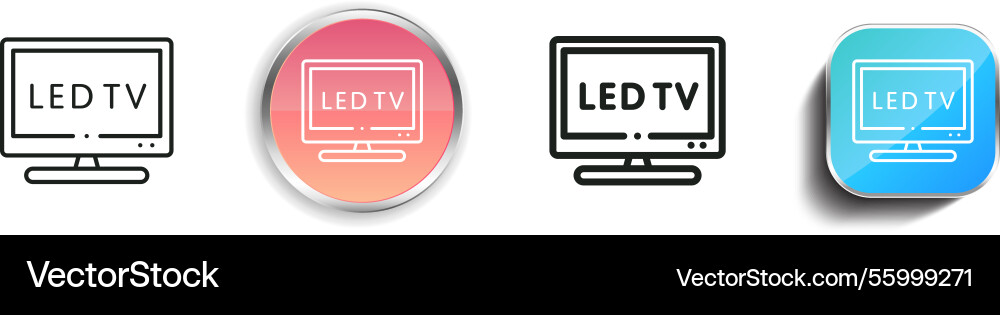 Led icon thin linear regular and button style vector image
