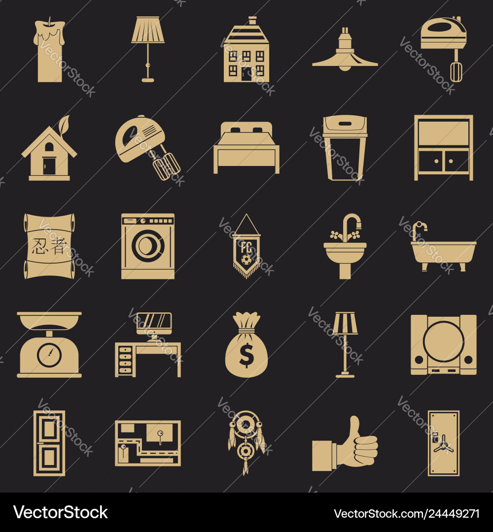 Placement icons set simple style Vector Image