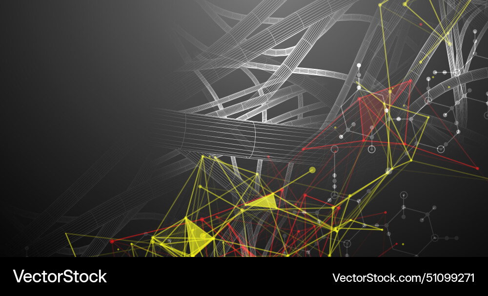 Sci-fi background wireframe dynamic pipes Sci-fi background wireframe dynamic pipes vector image