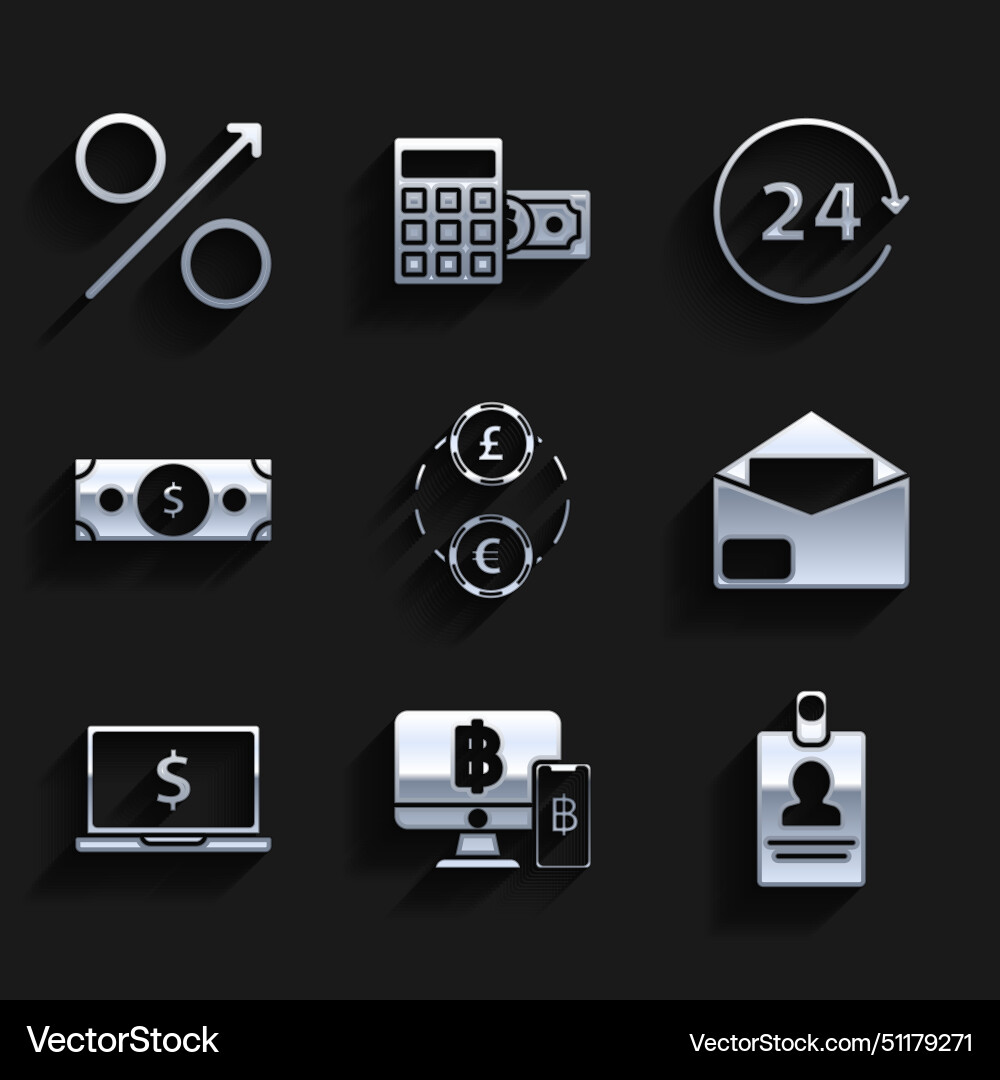 Set money exchange computer monitor with mobile Vector Image