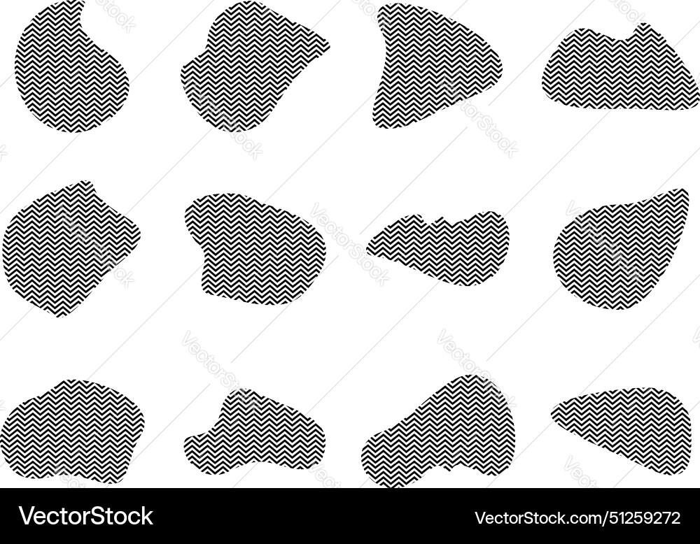 Blobs Fluid Formen mit zick zag Streifen Piktogramm Blobs Fluid Formen mit zick zag Streifen Piktogramm Vektorbild