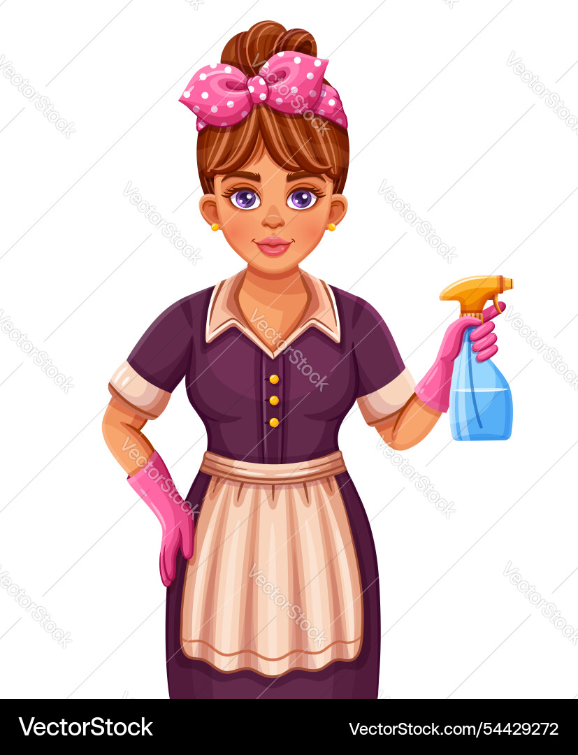 Haushälter Hausmädchen Hausfrau Hausreiniger Frau Haushälter Hausmädchen Hausfrau Hausreiniger Frau vektorbild