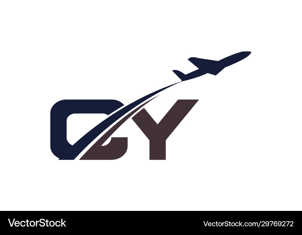 Initial letter c and y with aviation logo design Initial letter c and y with aviation logo design Vector Image
