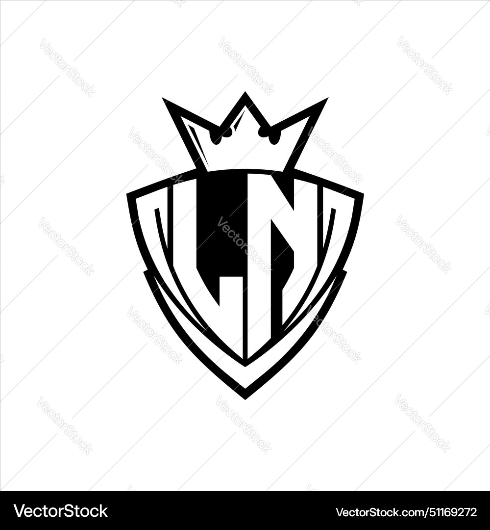 Ln letter logo with sharp triangle shield shape Vector Image