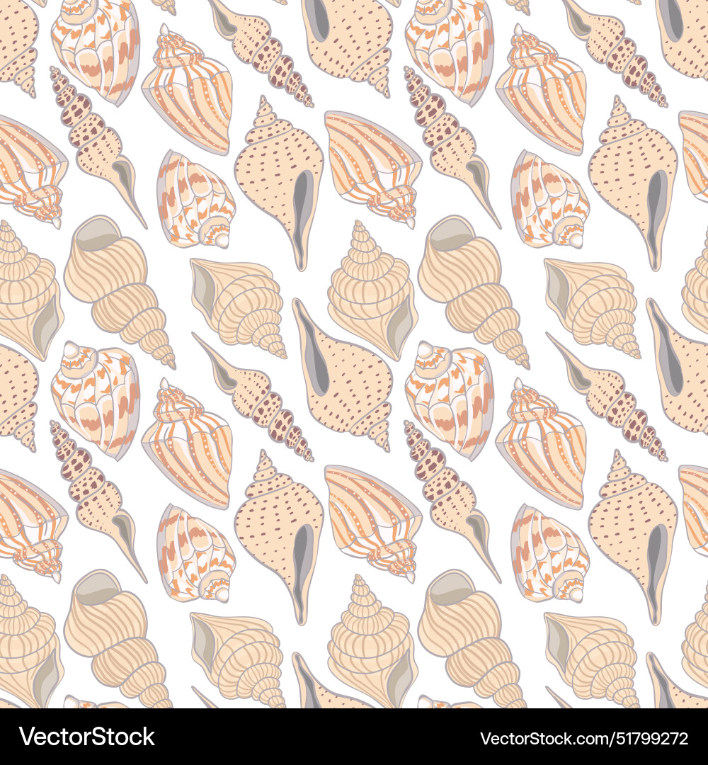 Seamless pattern with seashells corals Seamless pattern with seashells corals vector image