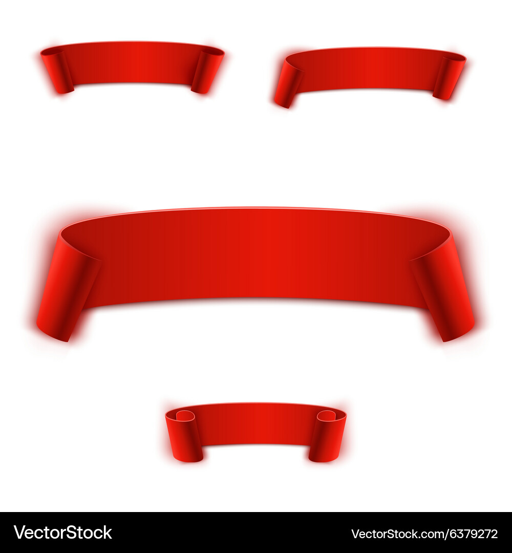 Set realistic curved red ribbon Vector Image