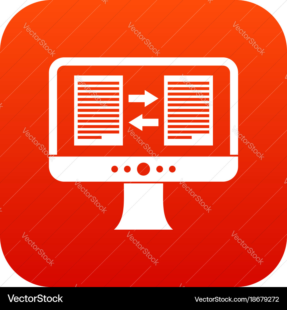 Translator app on the screen of computer icon vector image