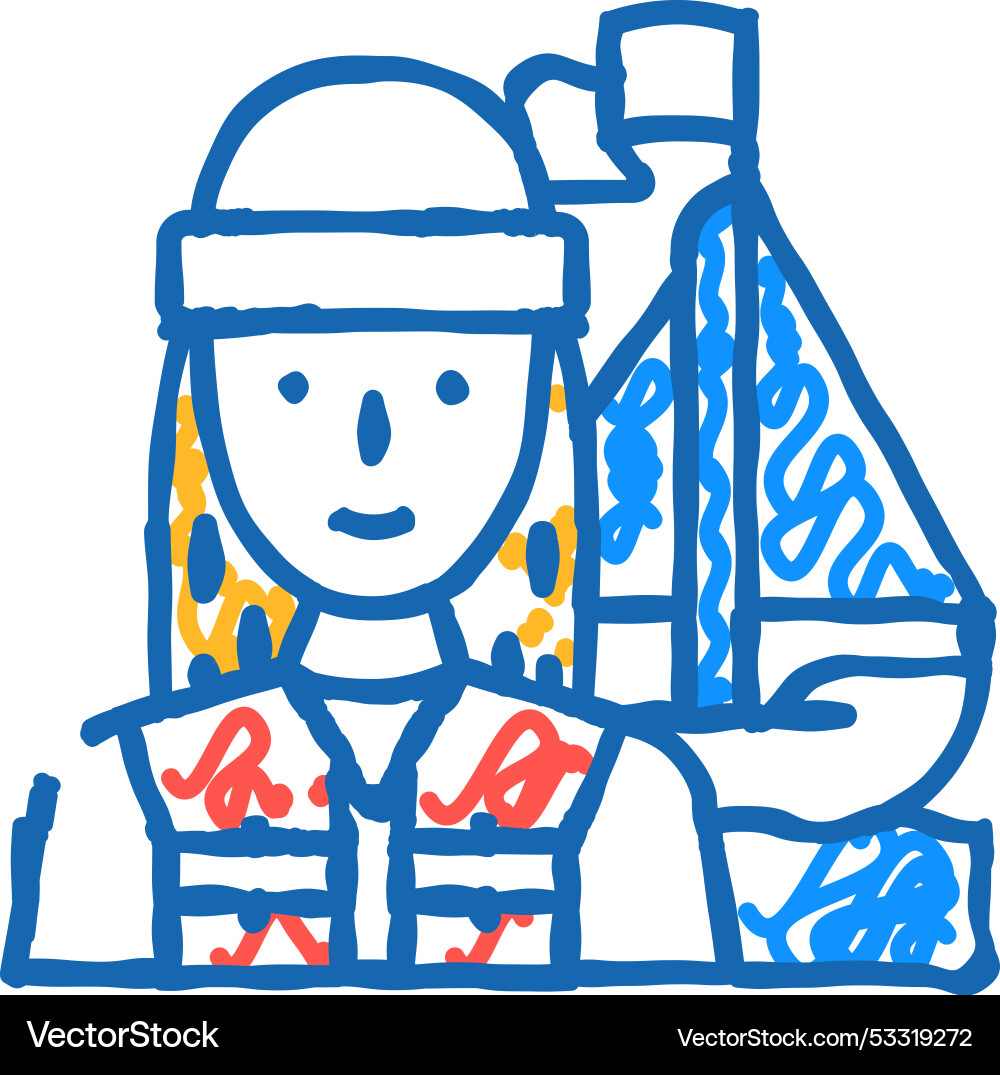 Yachting female sport icon doodle Yachting female sport icon doodle vector image