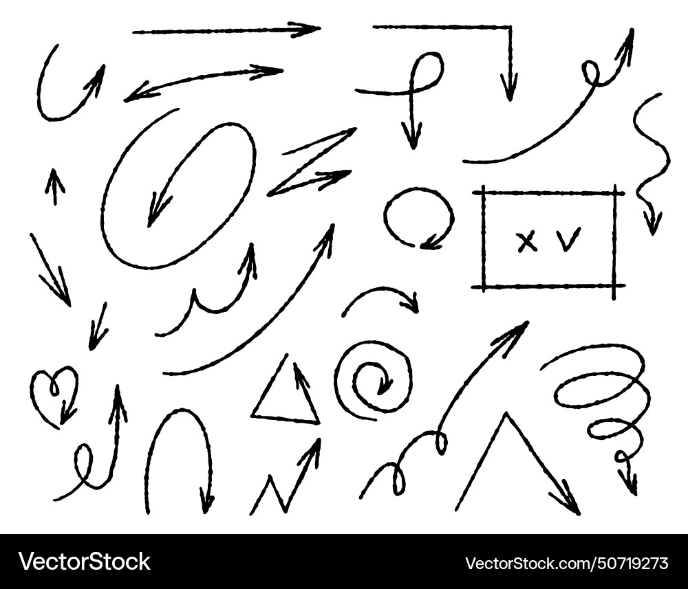 A large set of chalked arrows and frames various A large set of chalked arrows and frames various vector image
