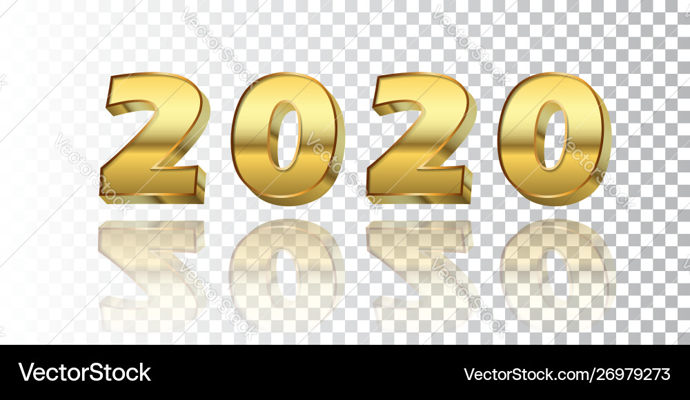 Happy new year 2020 gold 3d number isolated white Happy new year 2020 gold 3d number isolated white vector image