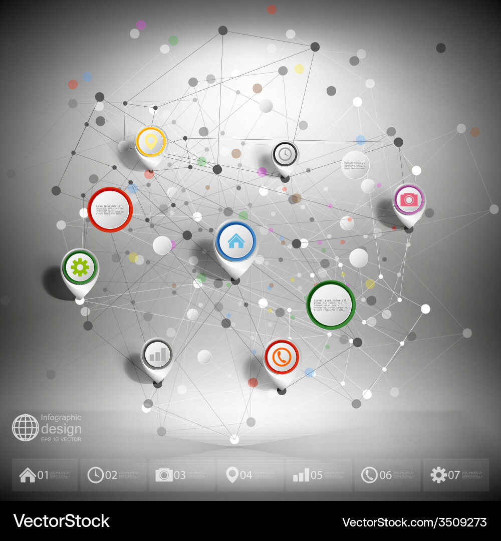 Infographic network with pointer marks vector image