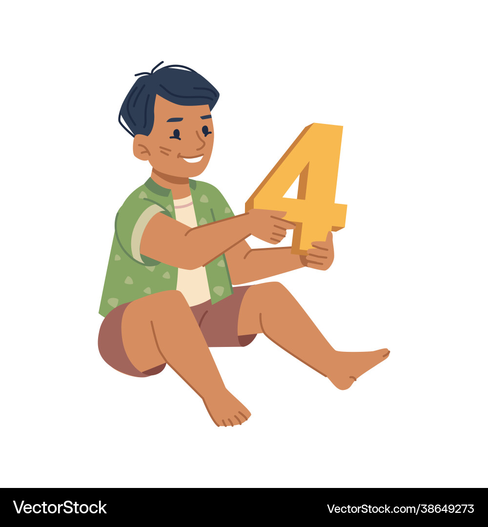 Kid with number toy learning to count and maths Vector Image