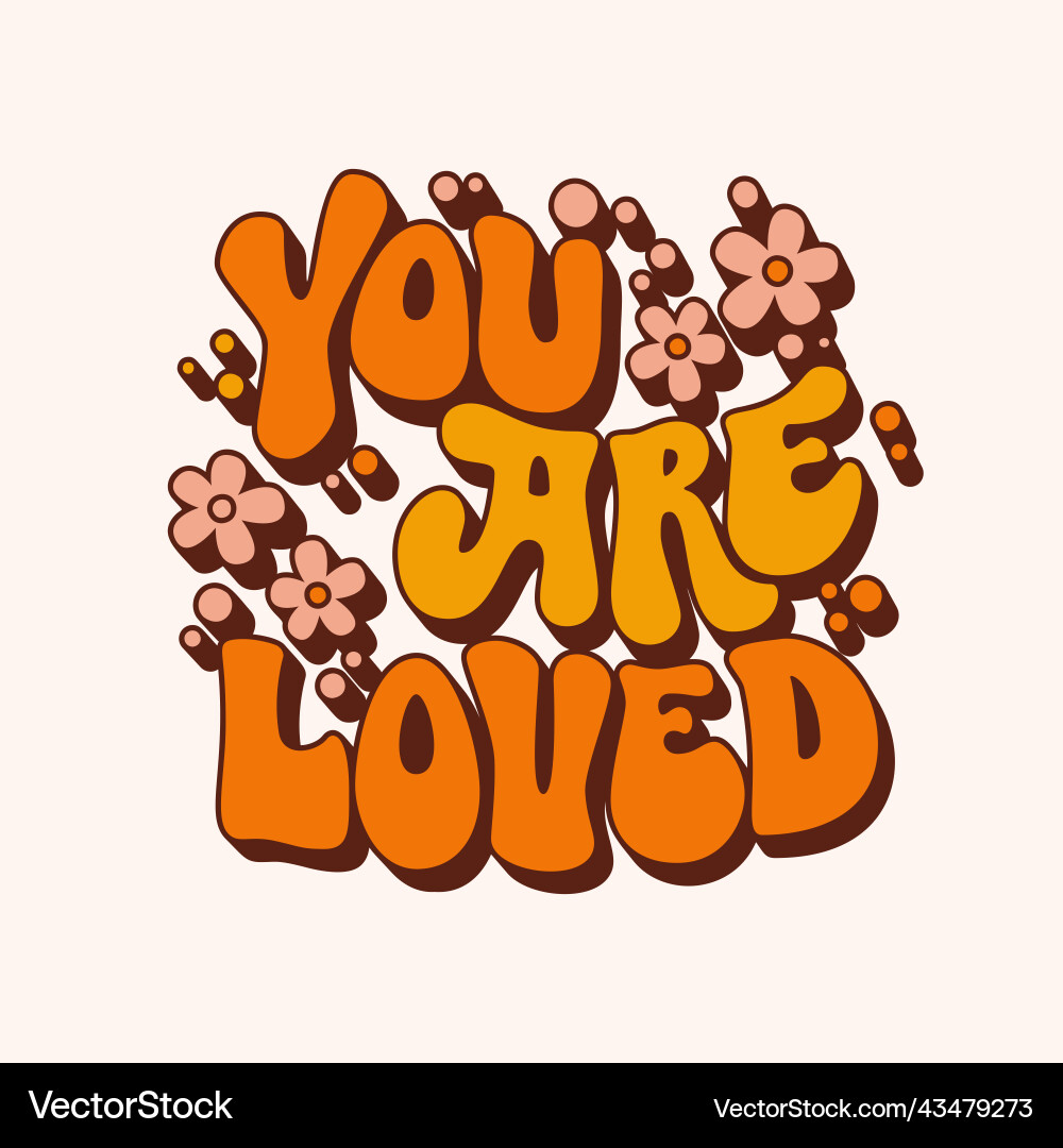 Loved groovy text for print design lettering Loved groovy text for print design lettering vector image