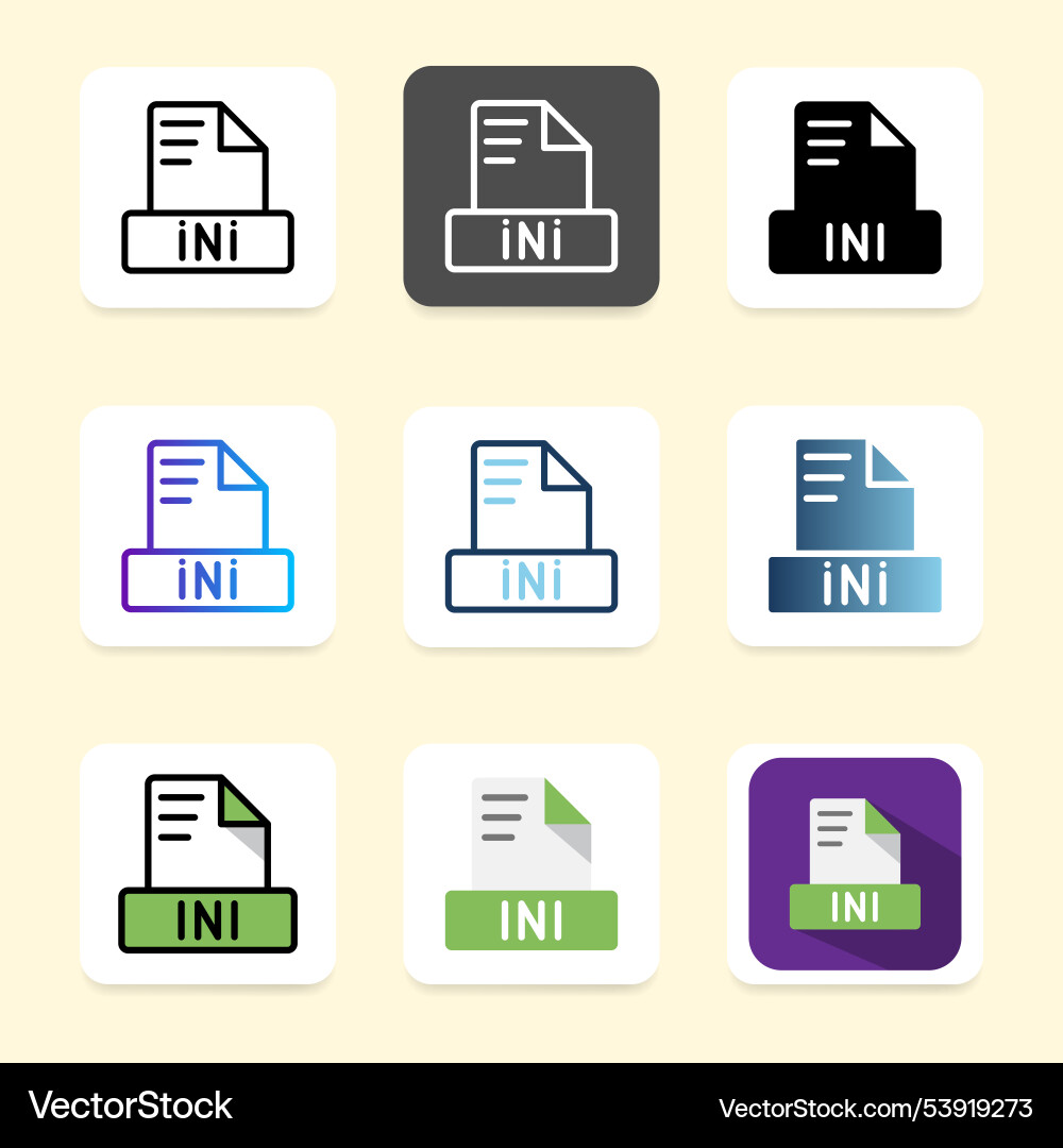 Set ini of file format icons to clarify document vector image