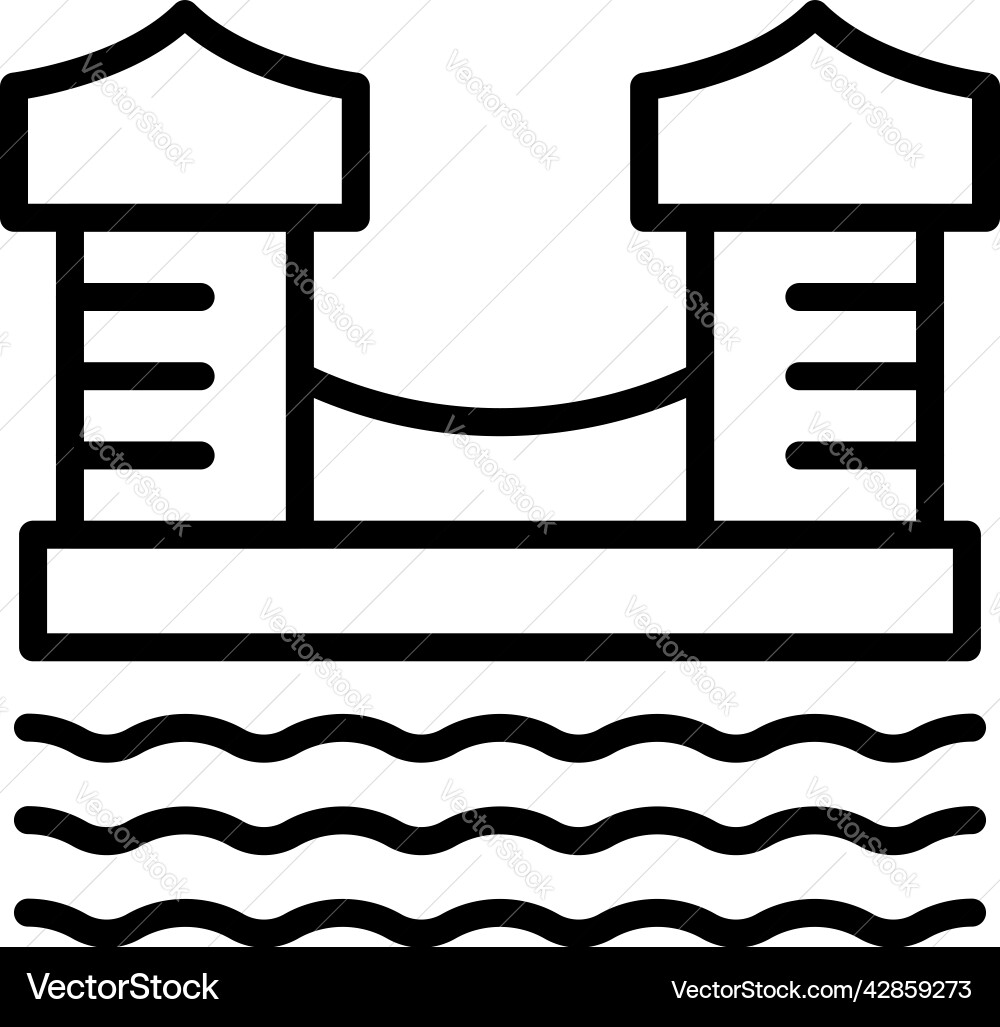 Singapore river bridge icon outline map Singapore river bridge icon outline map vector image