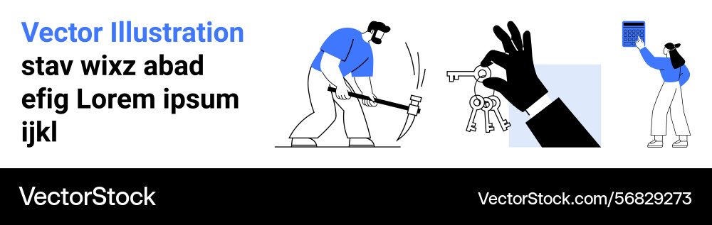 Worker using tools hand holding keys Worker using tools hand holding keys vector image