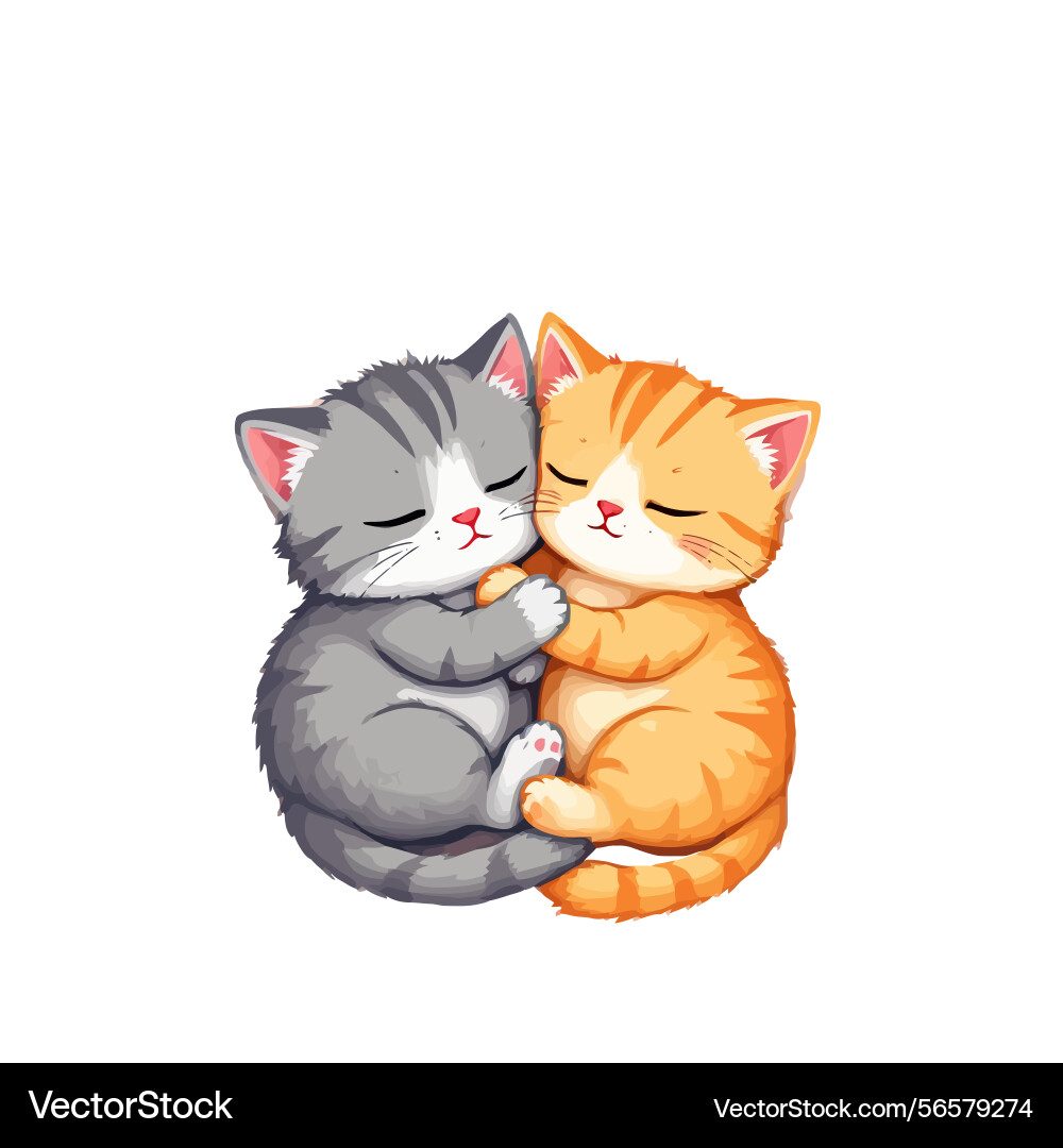 Ai-generated two kittens sleeping and hugging each Vector Image