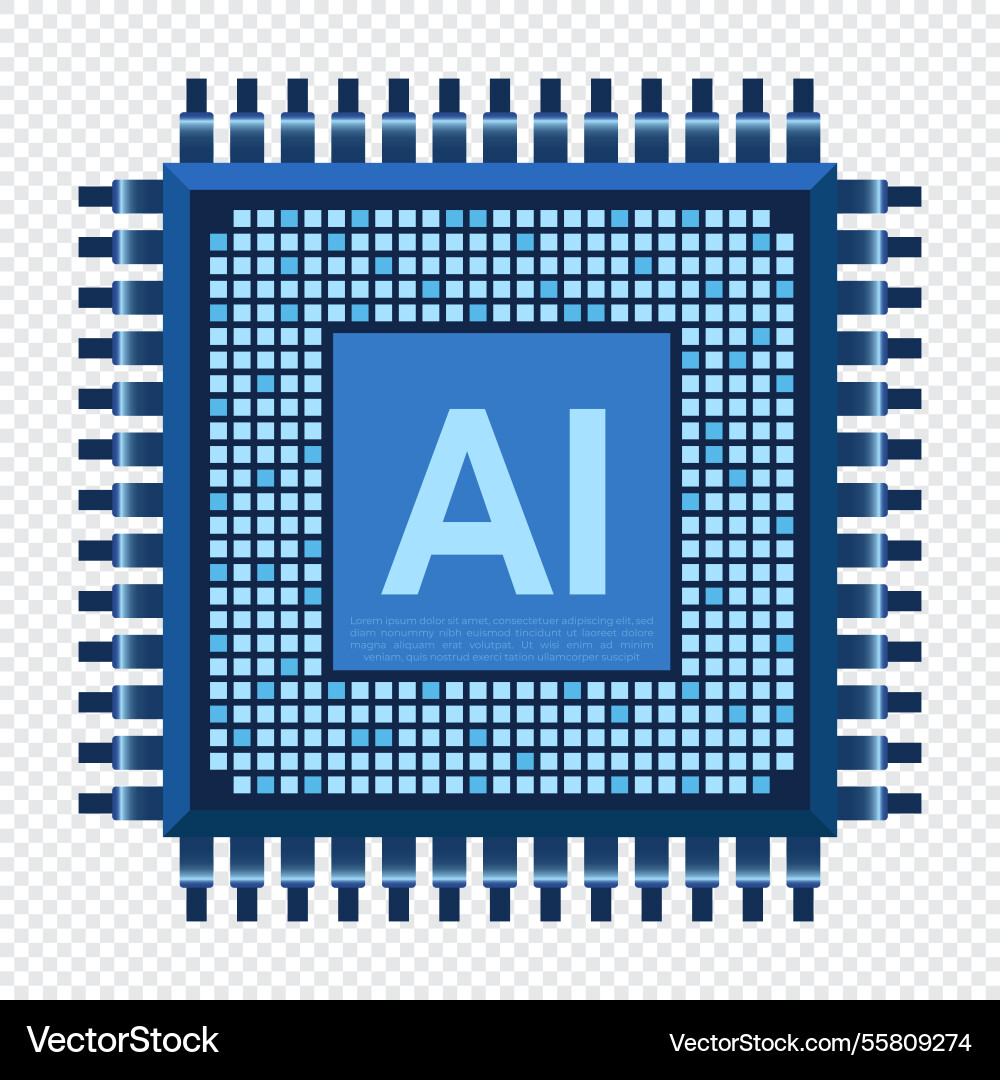 Artificial intelligence chip ai processor concept Artificial intelligence chip ai processor concept vector image