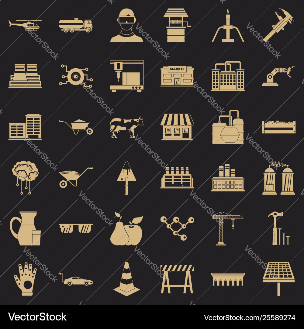 Building icons set simple style Vector Image