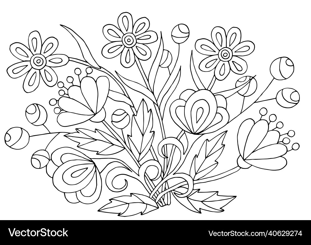 Handgezeichnete Blumenmuster zum Färben von Seiten Handgezeichnete Blumenmuster zum Färben von Seiten vektorbild