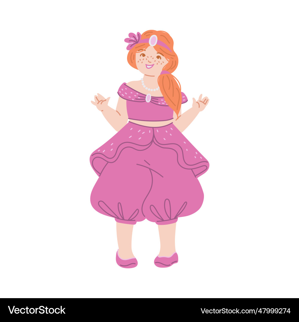 Ingwer Prinzessin in rosa Kostüm lustige Fee Ingwer Prinzessin in rosa Kostüm lustige Fee vektorbild