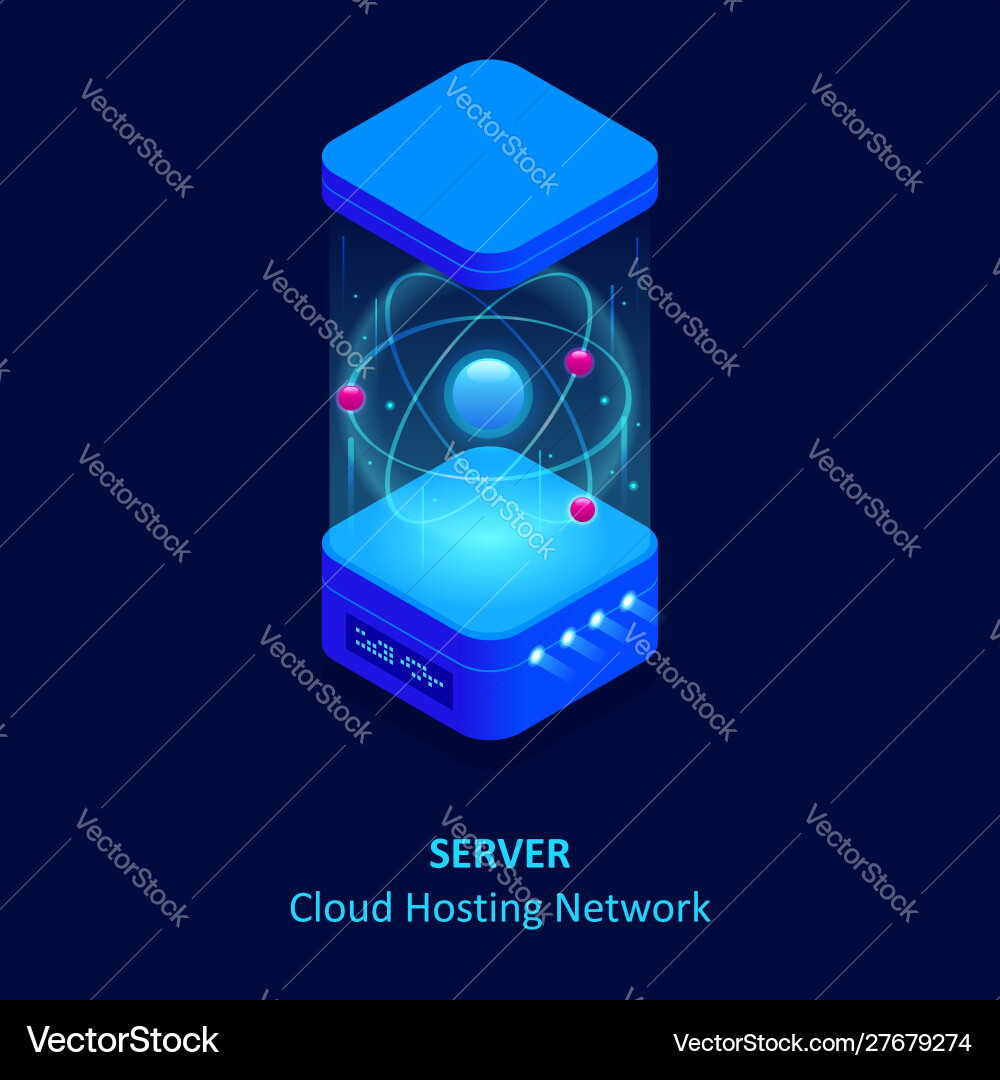 Isometric cloud server isolated on blue data Vector Image