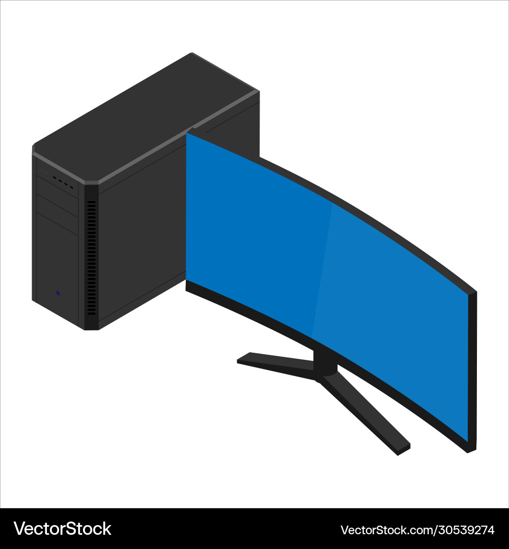 Personal Computer with Monitor - Isometric View vector image