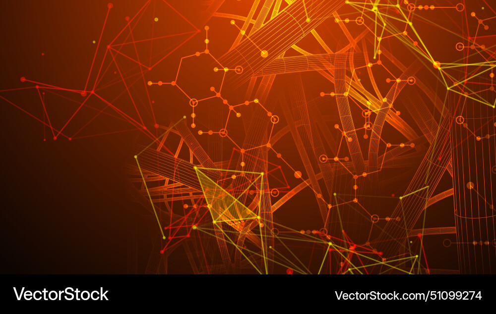 Sci-fi background wireframe dynamic pipes Sci-fi background wireframe dynamic pipes vector image