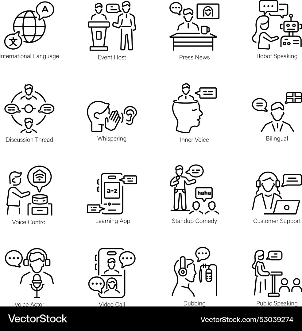 Set of chatting linear style icons Vector Image