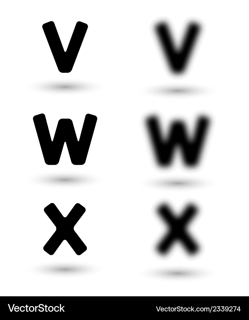 Sharp and unsharp alphabet letters font Vector Image