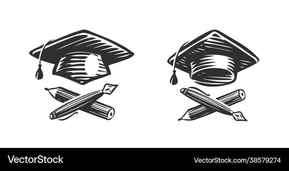 Student graduation hat symbol high school Student graduation hat symbol high school vector image