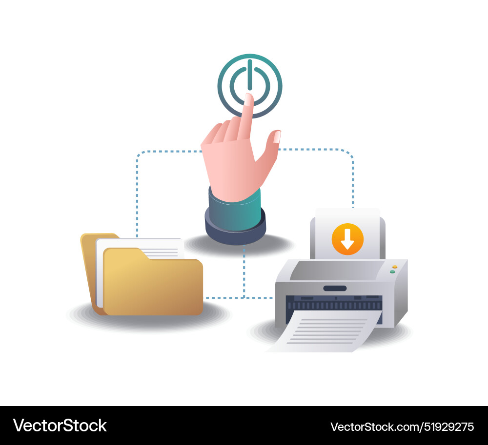 Control of data folder printing in computer system Control of data folder printing in computer system vector image