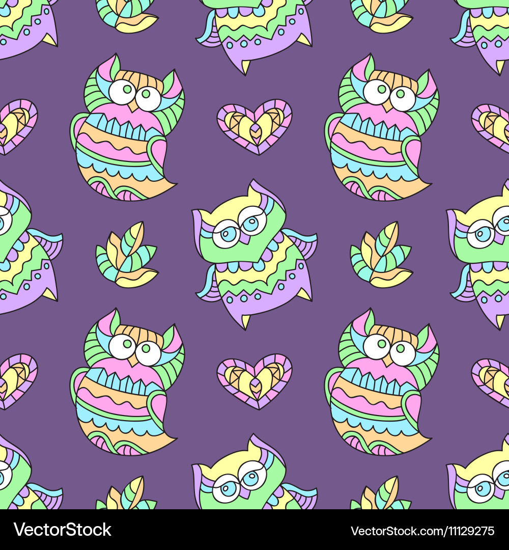 Cute Ornamental Owl Pattern vector image