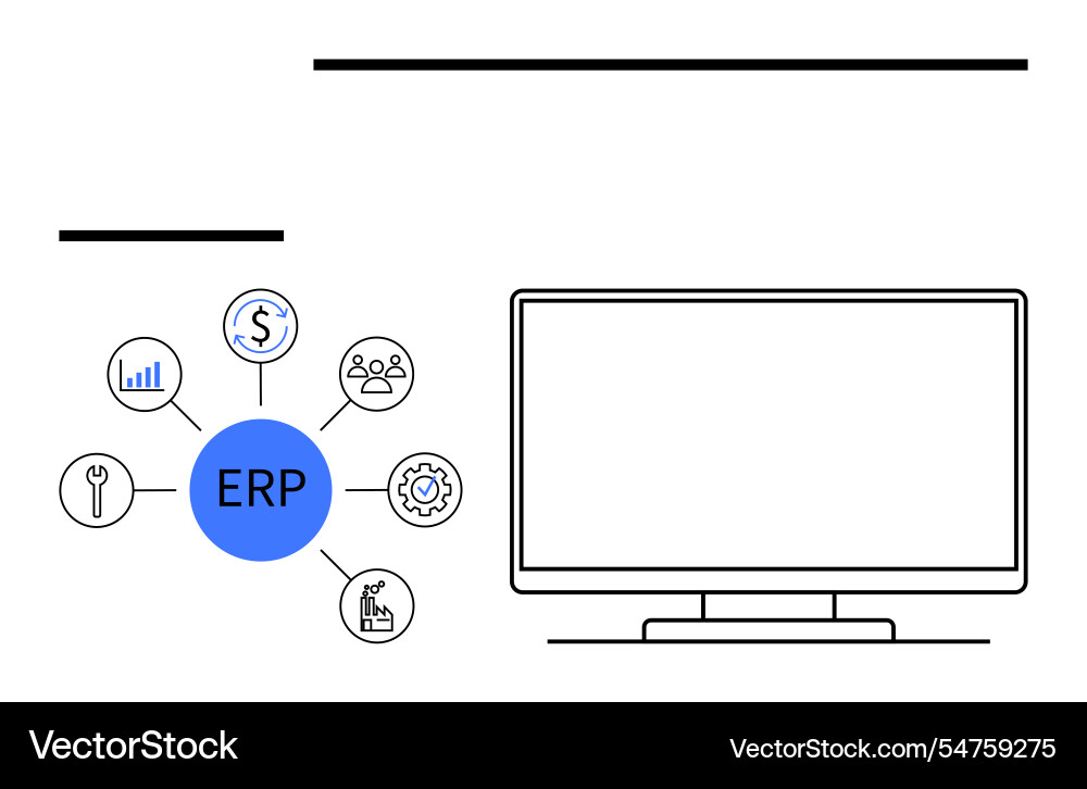 Enterprise resource planning system with key Enterprise resource planning system with key vector image