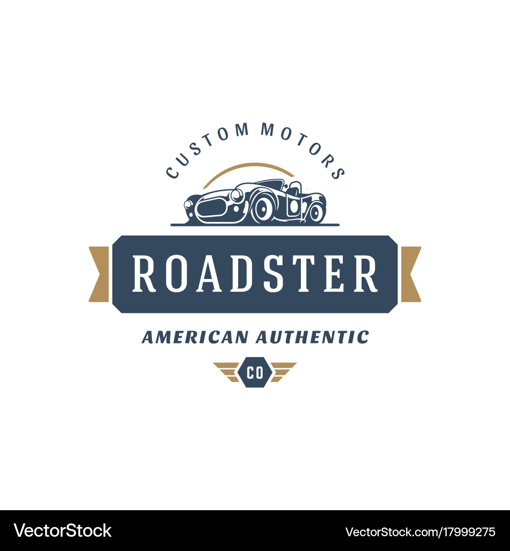 Retro Hot Rod Car Logo Vector Image