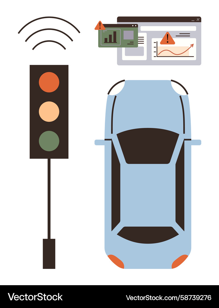 Autonomous car with traffic light sensor and Vector Image