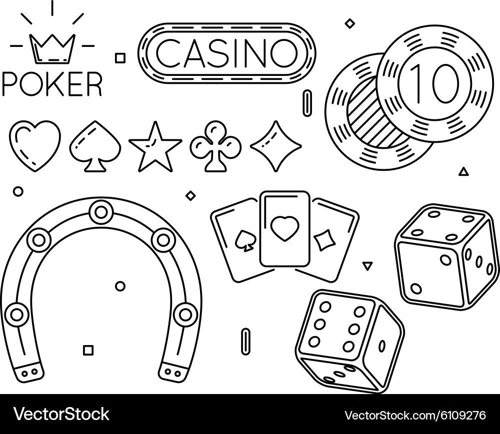 Casino & Poker Line Icons Set Vector Image
