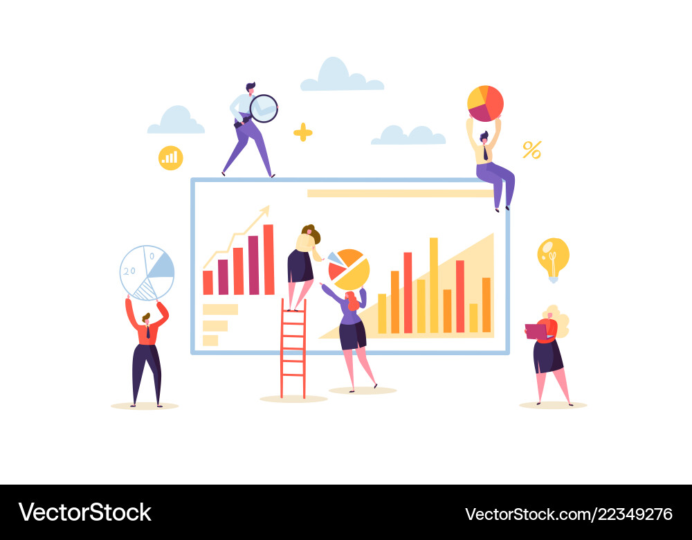 Data analysis strategy concept people characters Vector Image