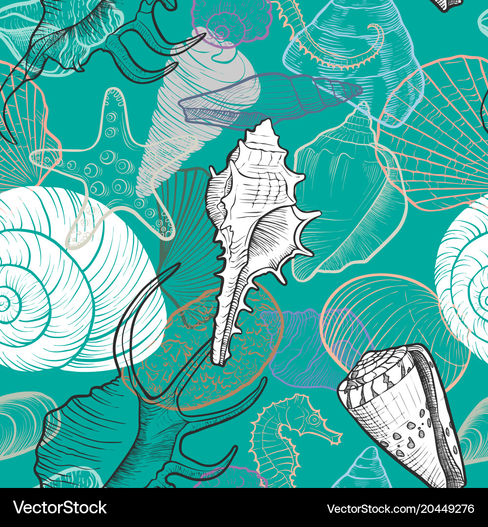 Seashell Pattern - Ocean Waves vector image