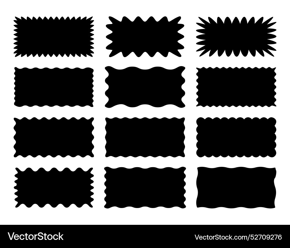 Set of rectangle shape frames with zigzag edge Set of rectangle shape frames with zigzag edge vector image